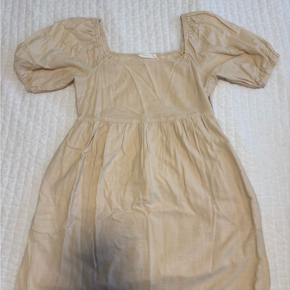 Lush Cream Puff Sleeve Dress
